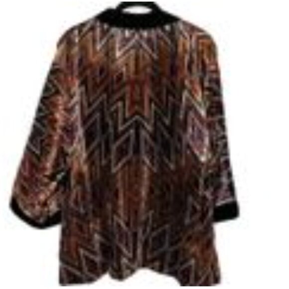 Chico's Sweaters - Chicos Velour Jacket L Black Boho Aztec Western Festival Hippie Artsy Indie Chic